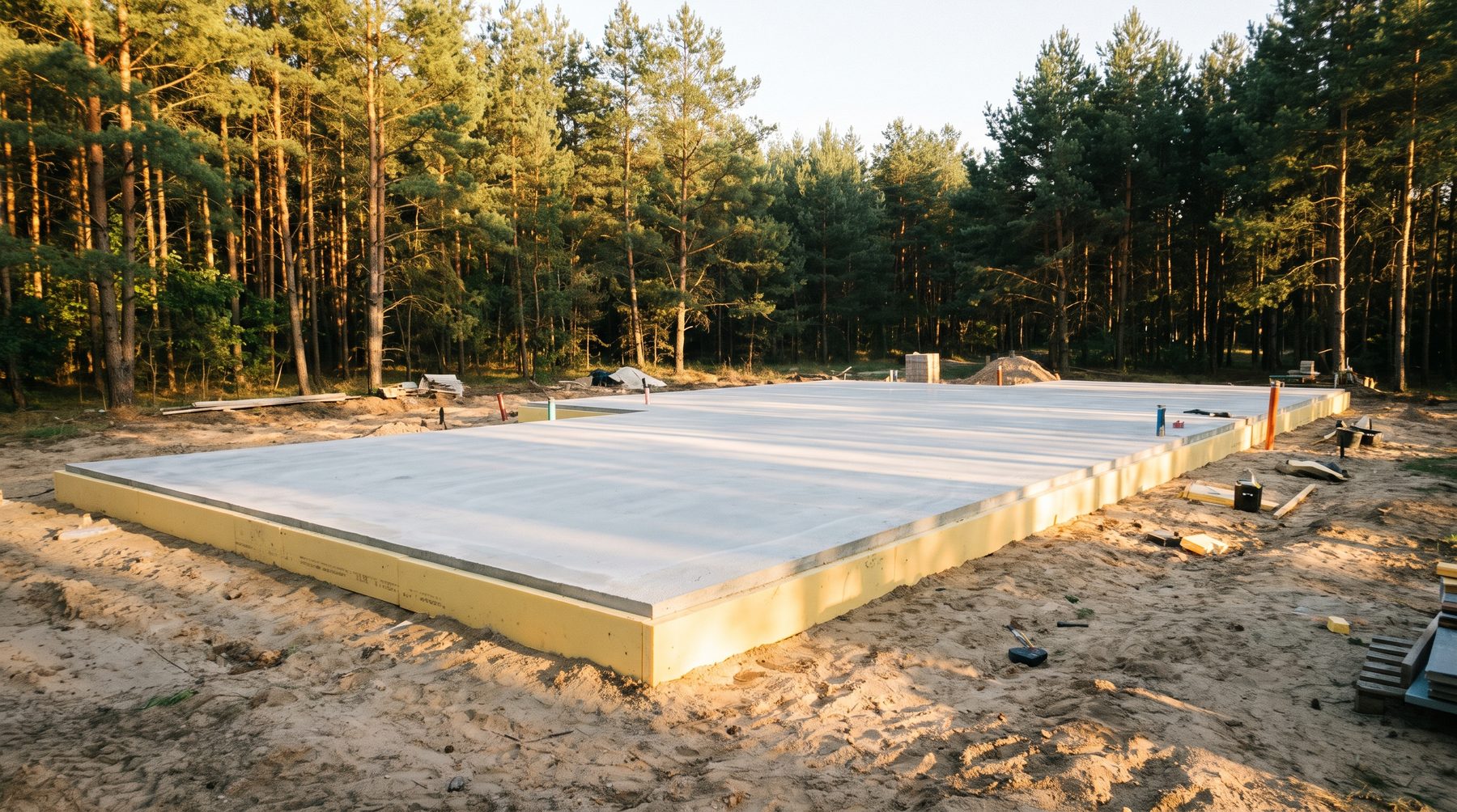 Gotowa płyta fundamentowa pod dom jednorodzinny, izolowana XPS